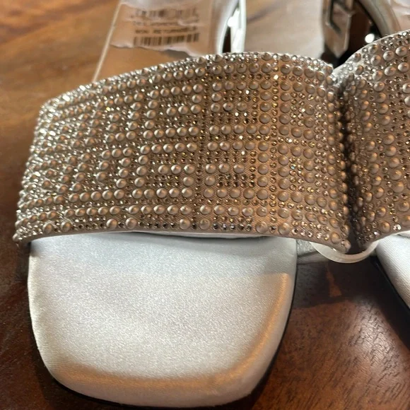 NEW | Givenchy G Cube Silver Embellished Satin Sandal Mule Italian‎ Size 35 - Picture 5 of 15